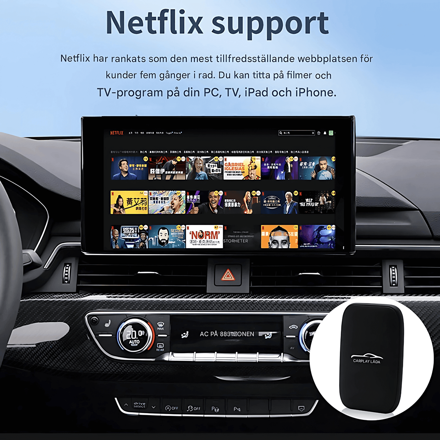 StreamRide - SmartBox | Gör Om Din Trådbundna CarPlay till Trådlös CarPlay & Android Auto med Videoappar