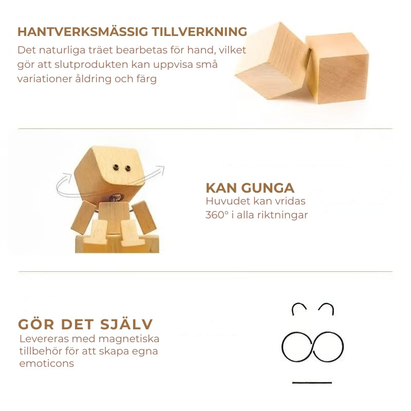 Charmig träfigur med 12 magnetiska ansikten