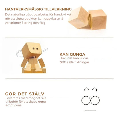 Charmig träfigur med 12 magnetiska ansikten