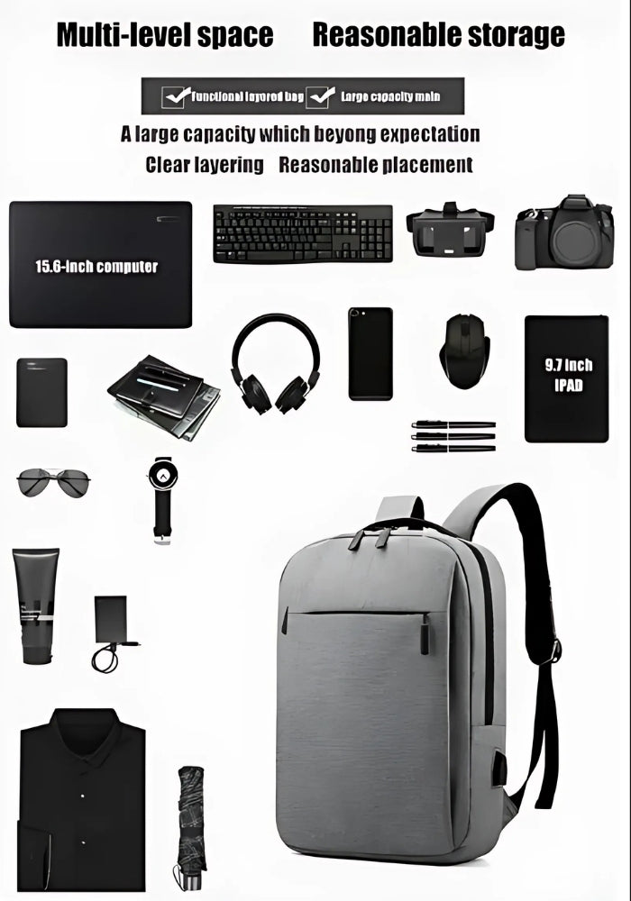 ChargePack™ | Ryggsäck för bärbar dator med stor förvaring & inbyggd laddning