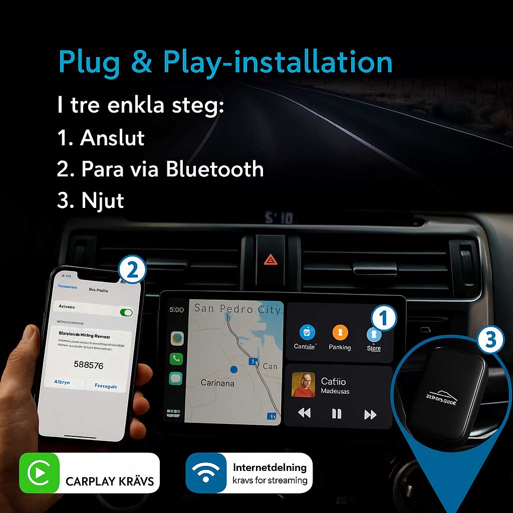 StreamRide - SmartBox | Gör Om Din Trådbundna CarPlay till Trådlös CarPlay & Android Auto med Videoappar