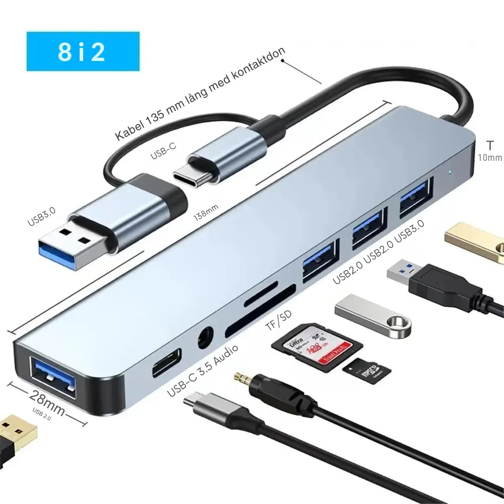 Nexus™ 8-i-2 USB-hubb - anslut allt i ett enda drag